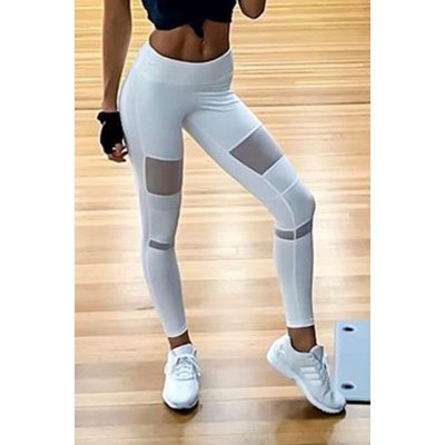 Mesh Sheer Elastic Waist Skinny Yoga Leggings