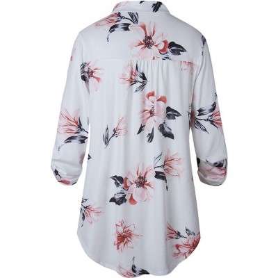 Floral V Neck Rolled Up Sleeve Casual T Shirt