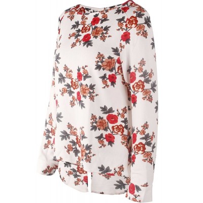 Floral Back Zipper Long Sleeve Casual Blouse