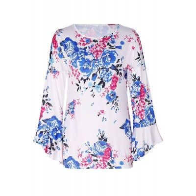 Floral Flare Sleeve Casual Loose Blouse