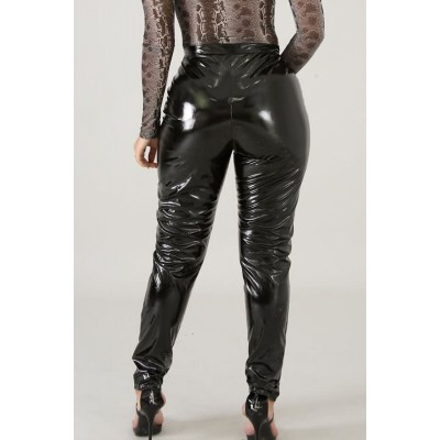 Black Leather High Waist Sexy Skinny Leggings