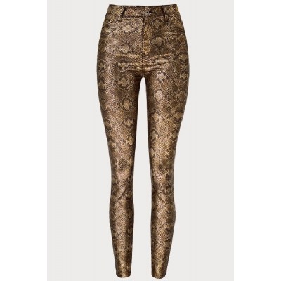 Gold Snakeskin Skinny Sexy Leggings