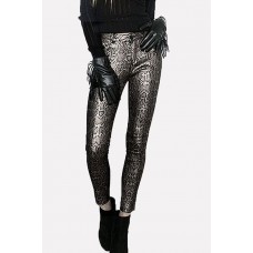 Silver Snakeskin Skinny Sexy Leggings