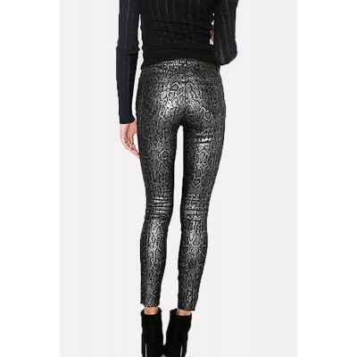 Silver Snakeskin Skinny Sexy Leggings