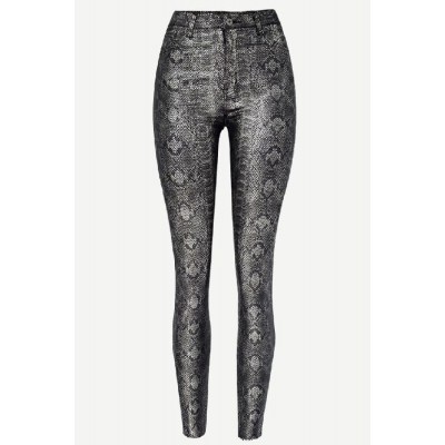 Silver Snakeskin Skinny Sexy Leggings