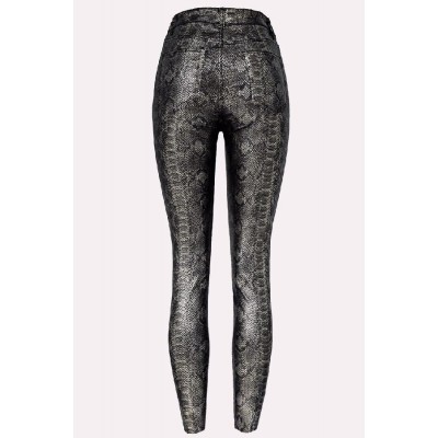 Silver Snakeskin Skinny Sexy Leggings