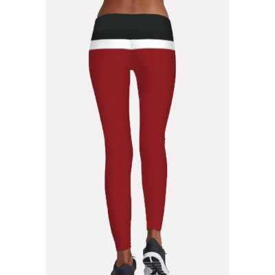 Red Snowflake Mid Waist Skinny Christmas Yoga Leggings