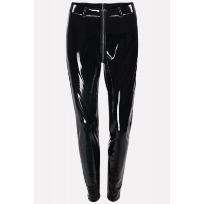 Faux Leather Zipper Skinny Sexy Leggings