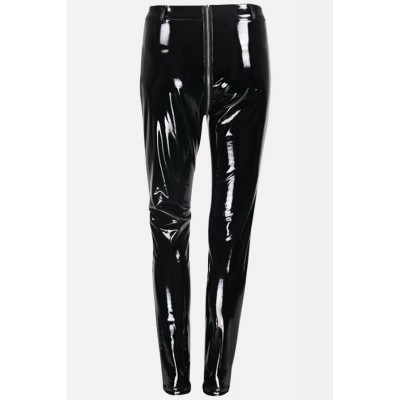 Faux Leather Zipper Skinny Sexy Leggings