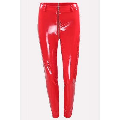 Faux Leather Zipper Skinny Sexy Leggings