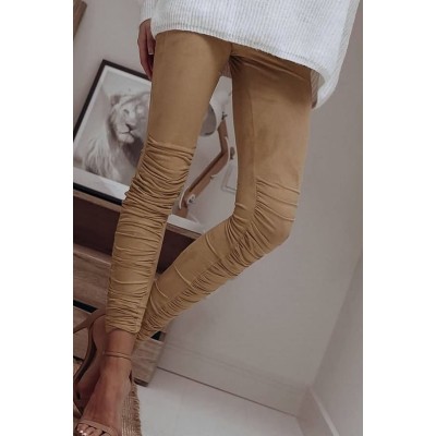 Khaki Ruched Skinny Elastic Sexy Leggings