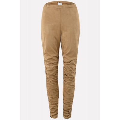 Khaki Ruched Skinny Elastic Sexy Leggings