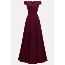 Dark-red Off Shoulder Zipper Back Sexy A Line Formal Dress