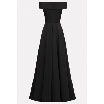 Black Off Shoulder Zipper Back Sexy A Line Formal Dress